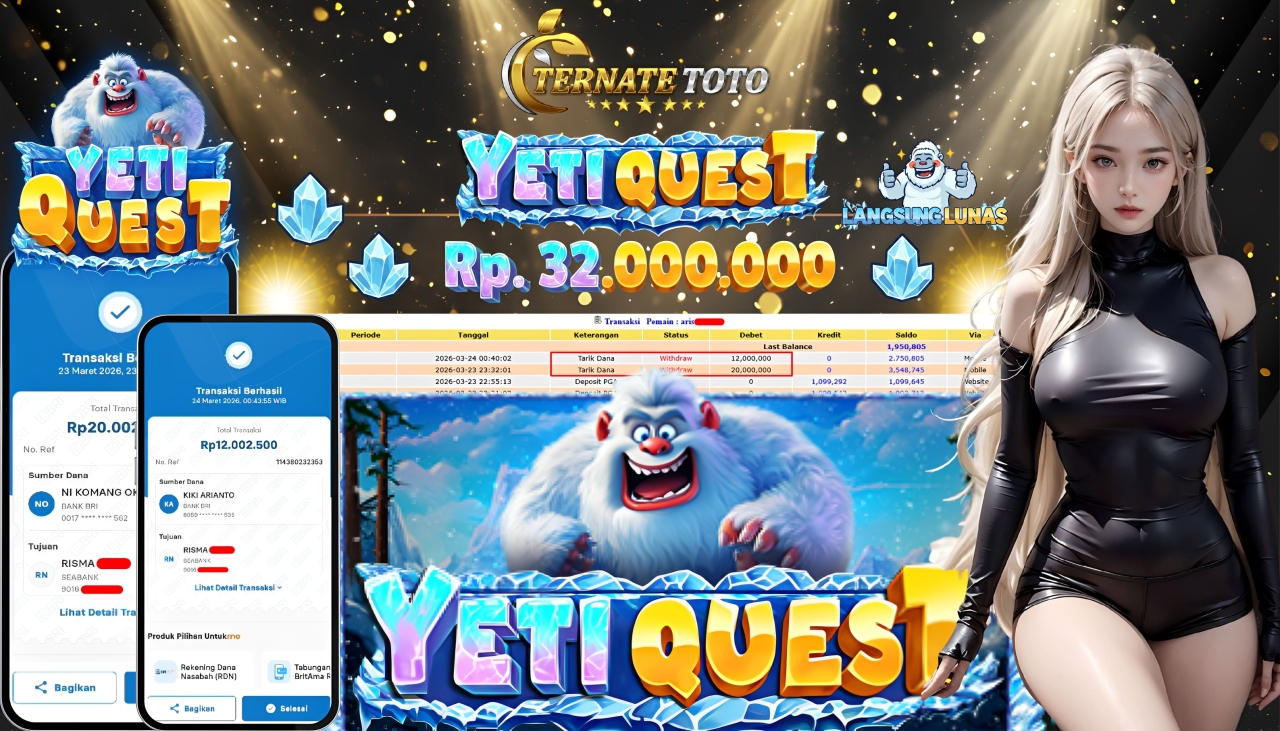 TERNATETOTO - JACKPOT YETI QUEST Rp. 32,000,000,-